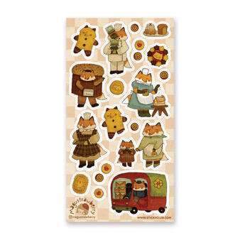 ✿Fox family bakery sticker sheet
